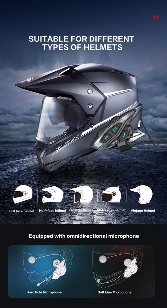 Hysnox Motorcycle Helmet Bluetooth Headset Shark-02