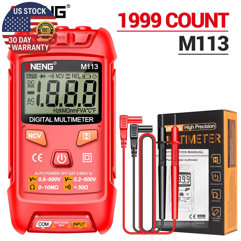 M113 Mini Digital Multimeter AC/DC Voltmeter 600V 1999 Counts Multimetro Ohm NCV