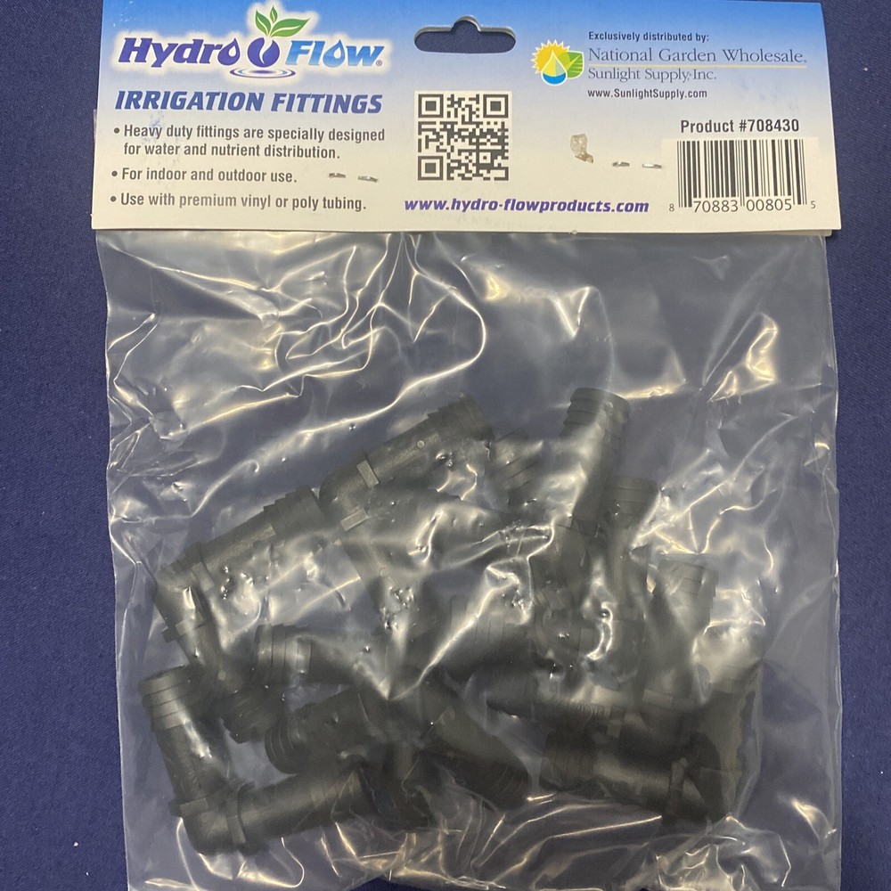 1/2" Plastic Barbed Elbow Connectors Fitting Hydroponics Irrigation 10 pack