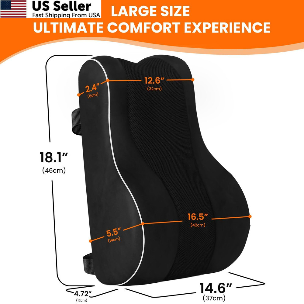 CloudBliss Ergonomic Lumbar Support Pillow – Standard, Pillow-black