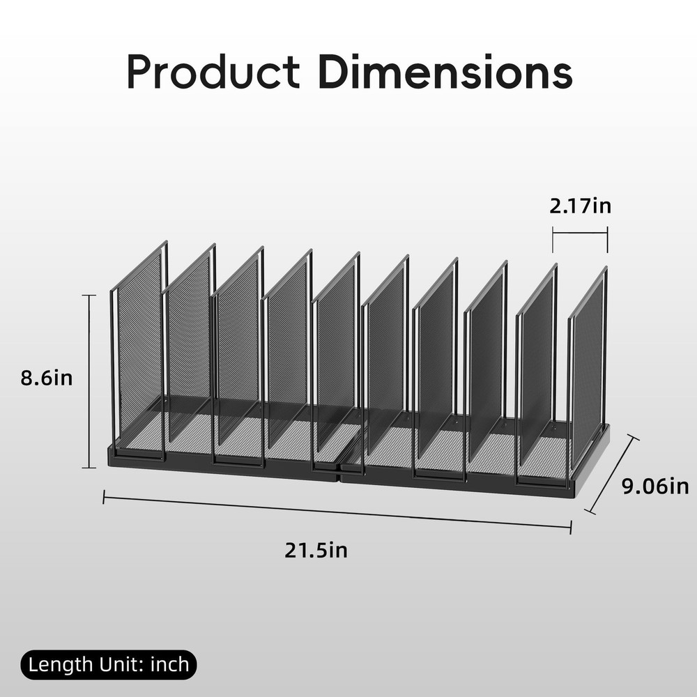 9-Section Desk File Organizer, Vertical File Holder, Mesh Desktop File Folder...