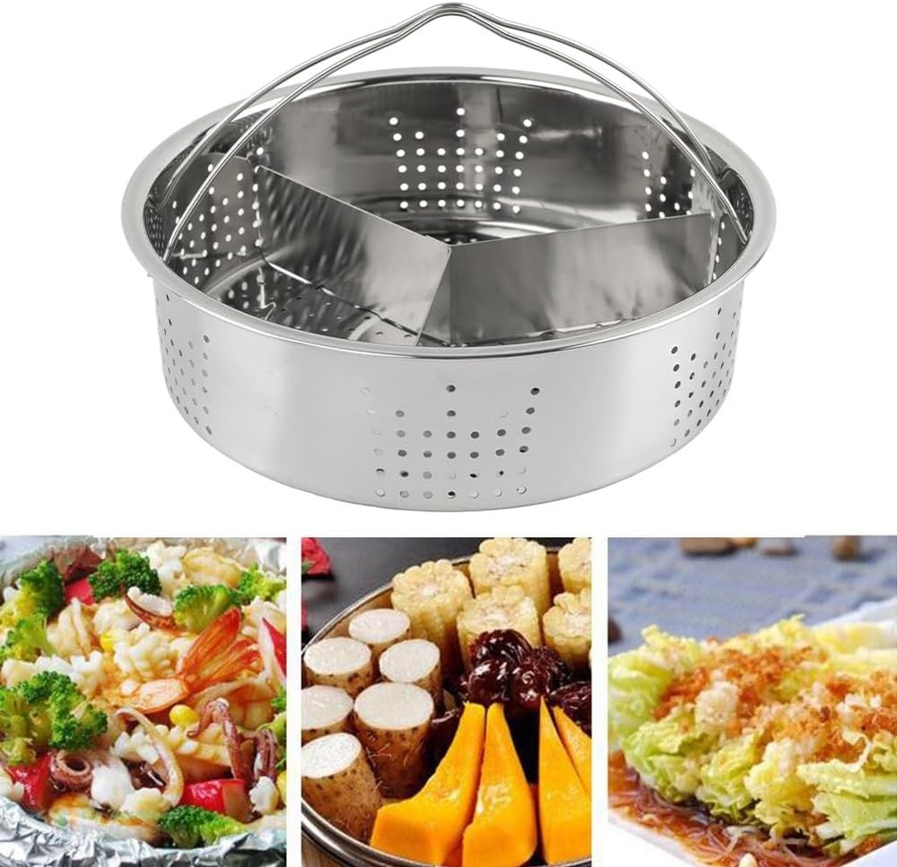 Stainless Steel Vegetable Steamer Basket, Insert Steaming Rack with Handle, Mesh