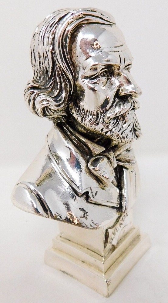Solid 800 Silver Giuseppe Verdi 4.5" Statuette Italian 202 grams Composer Bust