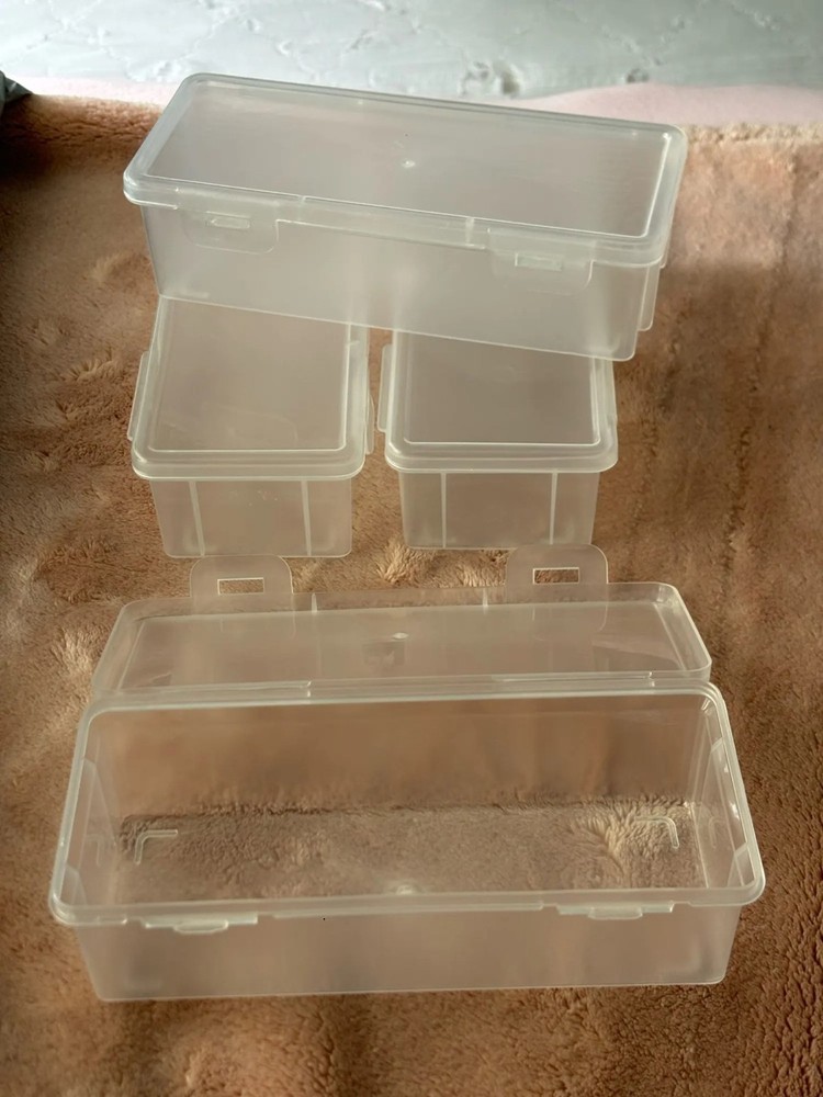 4pcs Large Clear Plastic Storage Boxes with Hinged Lids Home Office Organization