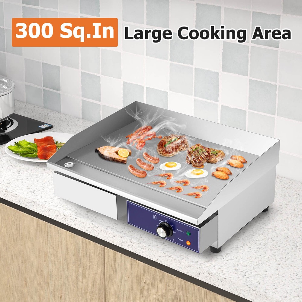 22" Commercial Electric Griddle w/ Adjustable Temperature Control 122℉-572℉