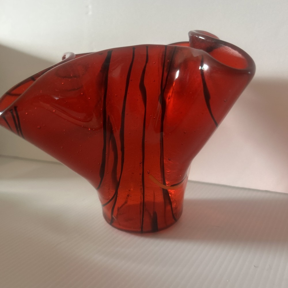 Unique Ruby Red Hankerchief Vase