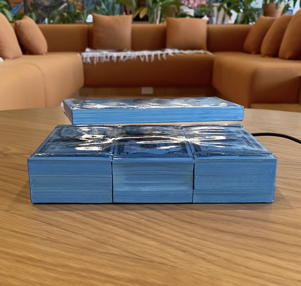 Levitating Money Table Top Decor Magic Stack in Sky Blue