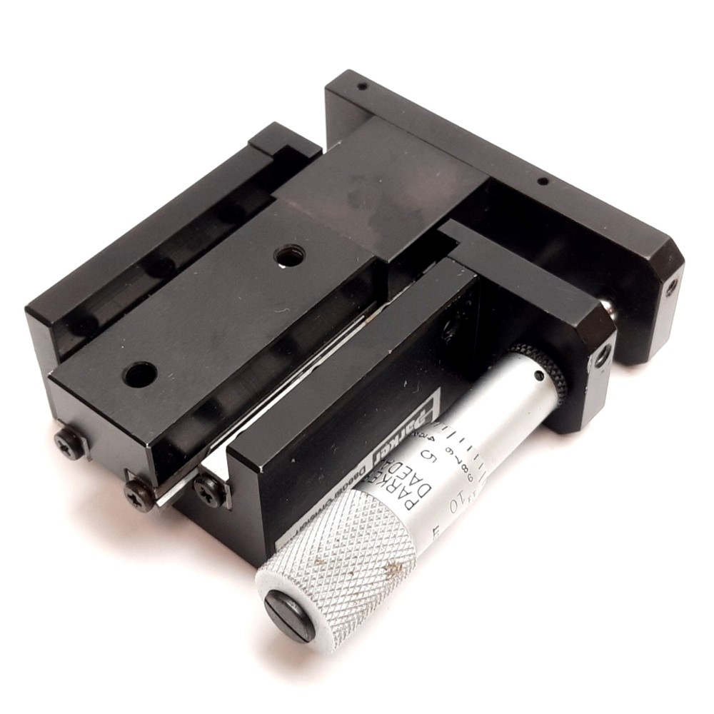 Parker CR4052 Cross Roller Linear Positioning Stage, W/ Starrett Micrometer