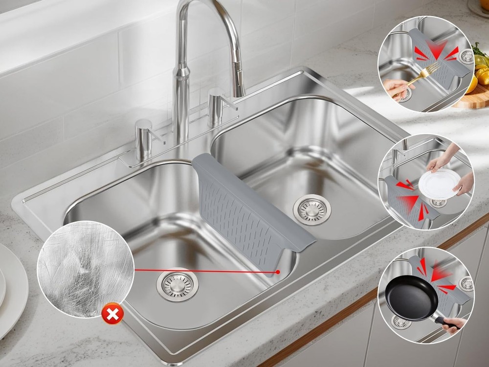 Kitchen Sink Saddle Mat Divider Protector Soft No Odor No Stains 12.83x11.1 Inch