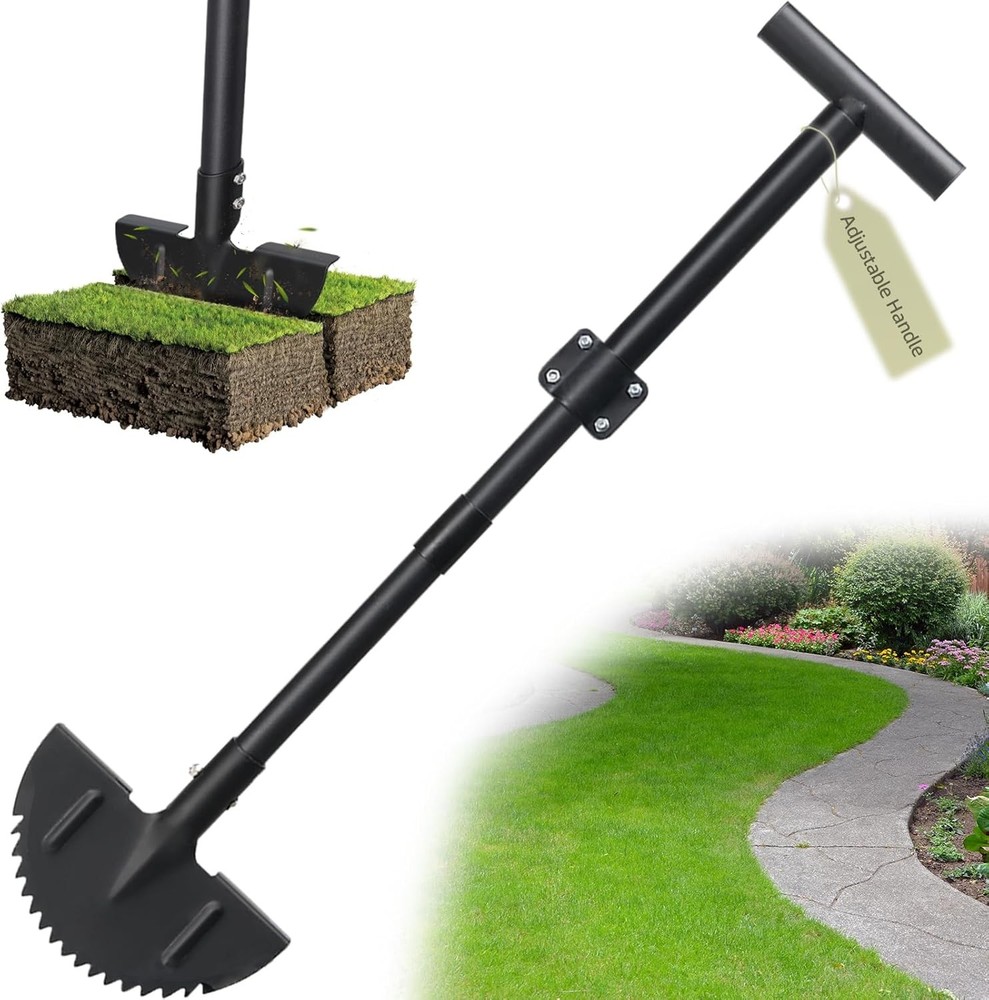 Half Moon Edger Lawn Tool - Heavy Duty Saw Tooth Manual Edgers with Sharp Blade