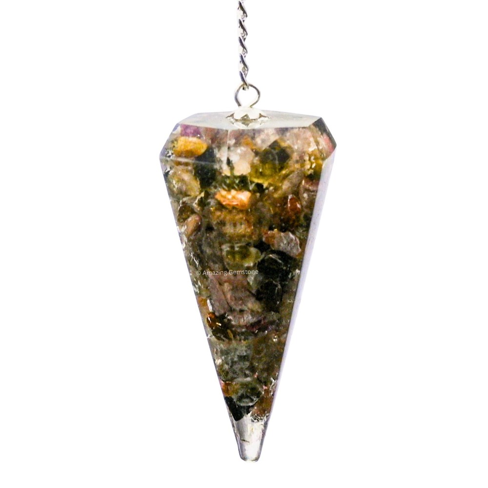Multi Tourmaline Orgone Crystal Pendulums