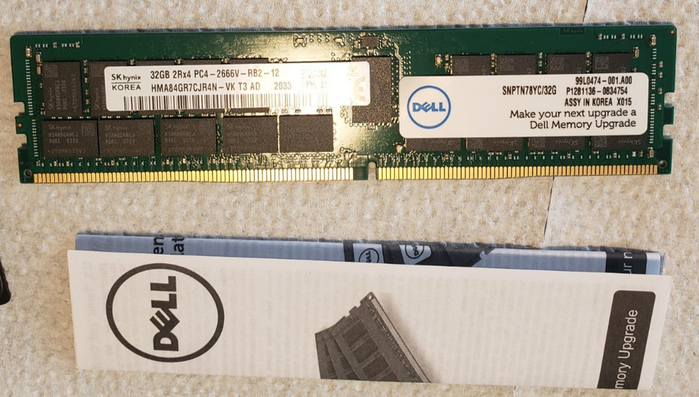 SNPTN78YC/32G DELL 32GB  2RX4 PC4-2666V SERVER MEMORY Module Upgrade