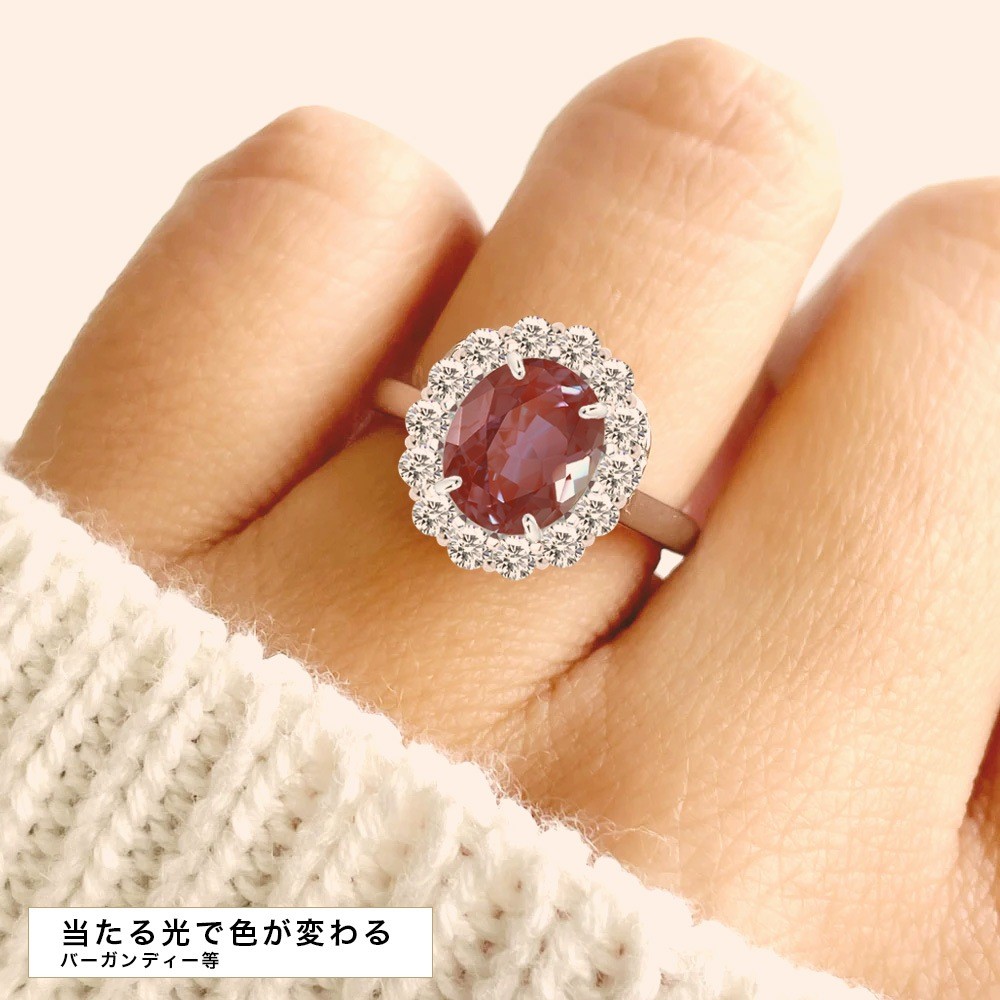 Platinum/K18 3.5ct Oval Lab-Grown Alexandrite Ring