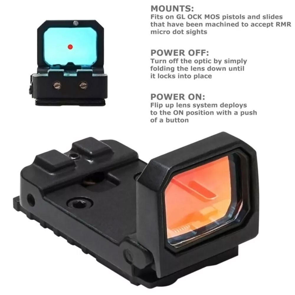 Universal Glock Folding Flip Up Red Dot Laser Sight RMR Holographic Reflex Sight
