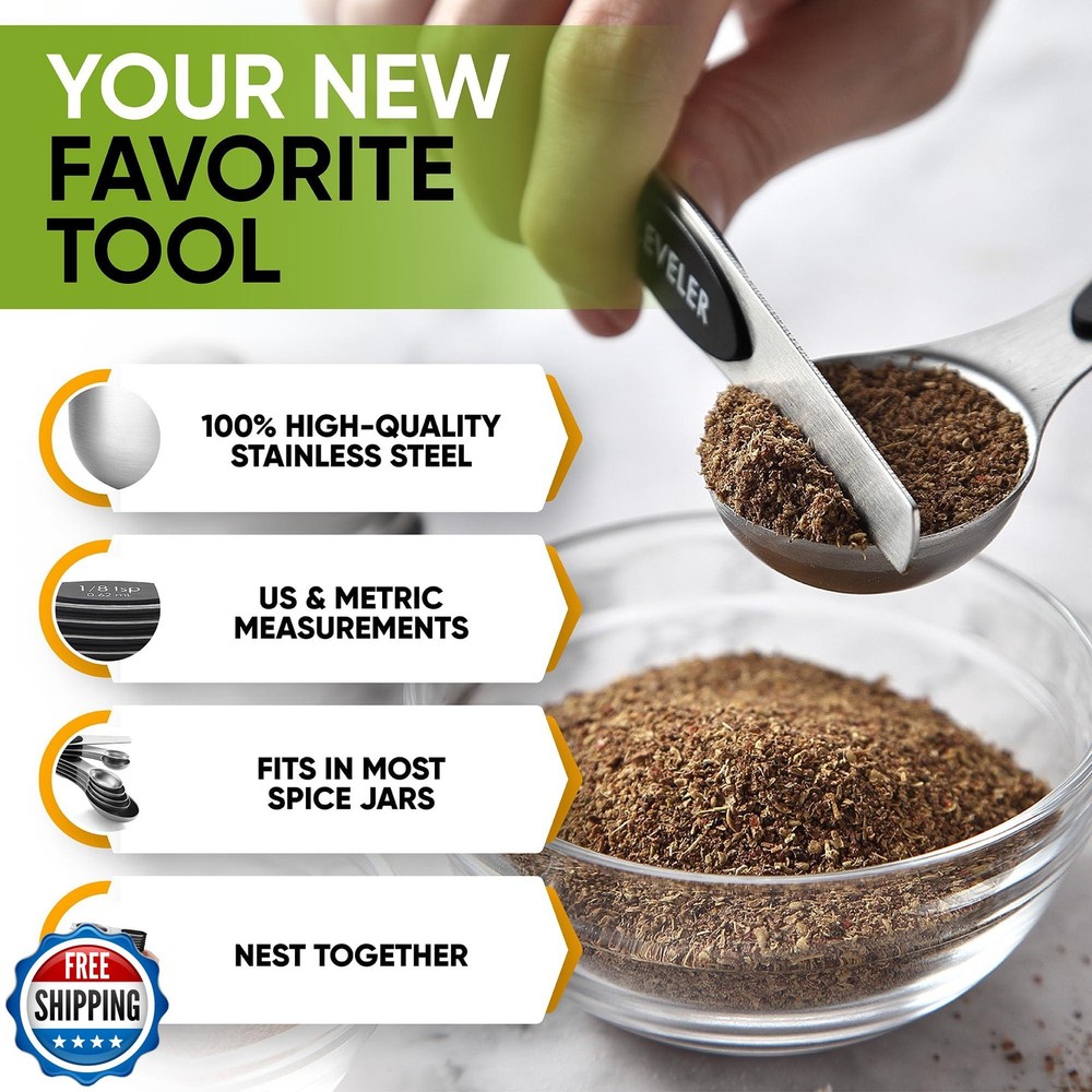Spring Chef Magnetic Measuring Cups and Spoons Set, Patented, Str