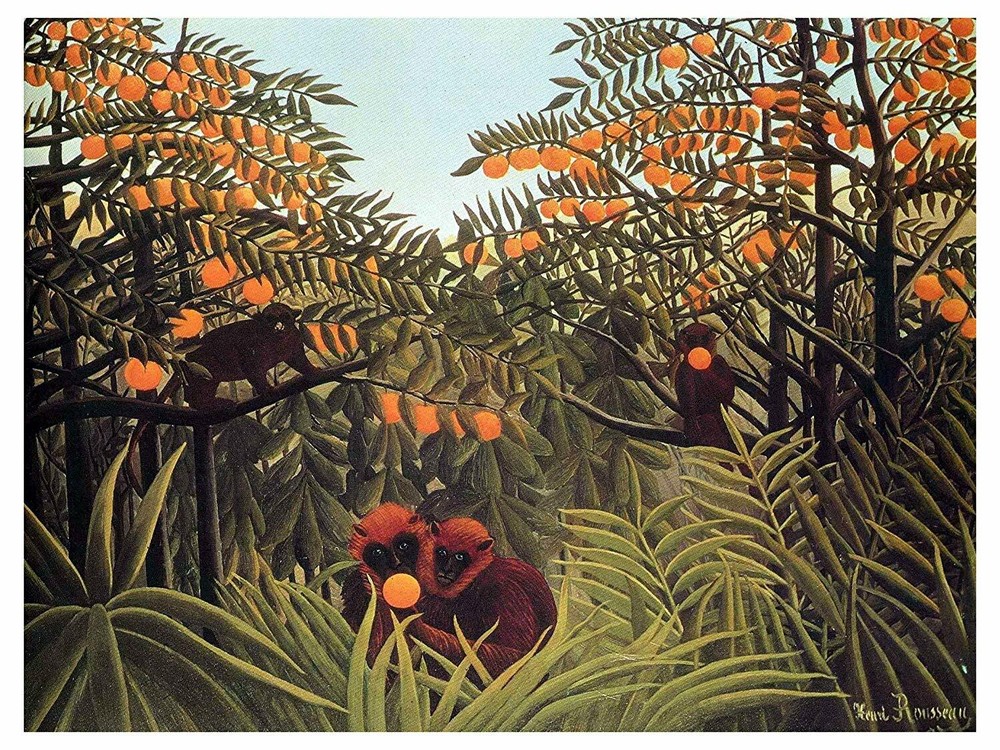 Jungle Monkey Oranges H. Rousseau Tile Mural Kitchen Backsplash Marble Ceramic