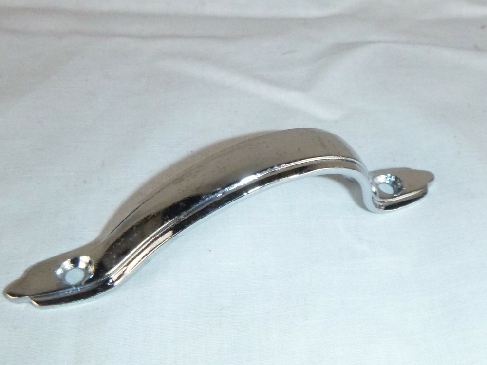 NOS Vtg Deco Style Chrome Cabinet Hardware Door Handle Pull E349 4-1/8"