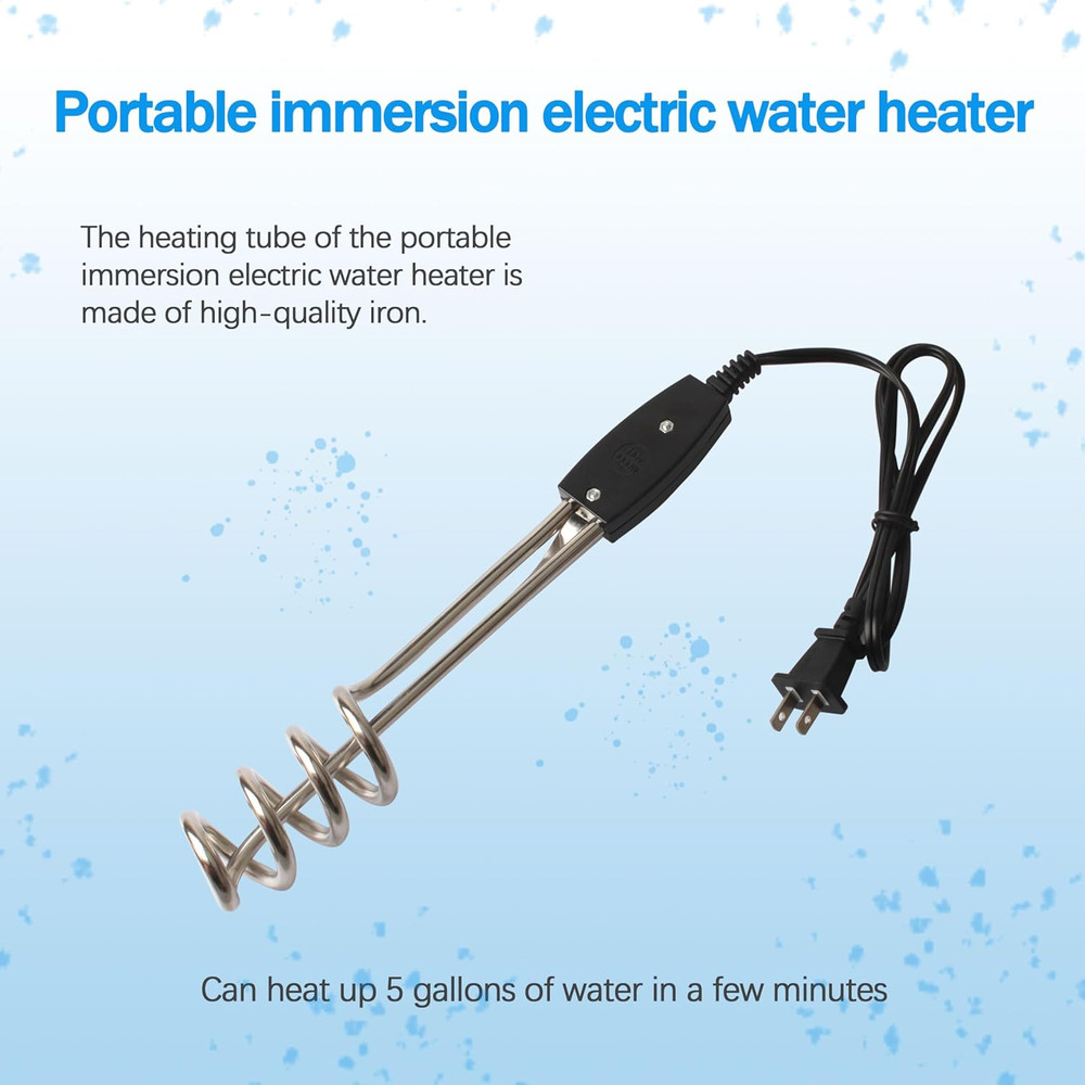 Immersion Heater, Submersible Water Heater，1500W/1000W-110V Portable Electric Im