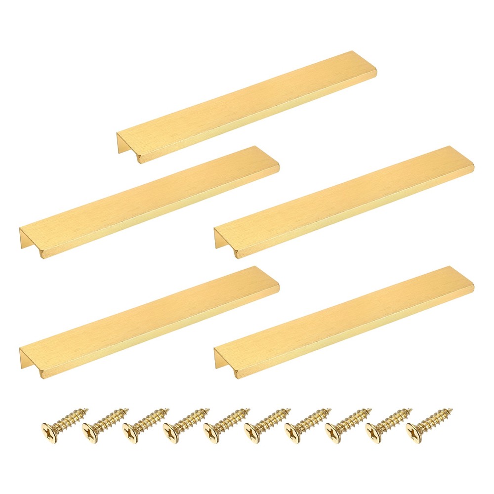 Cabinet Edge Finger Pull, 5pcs 200mm / 7.87" Hidden Cabinet Pulls, Gold