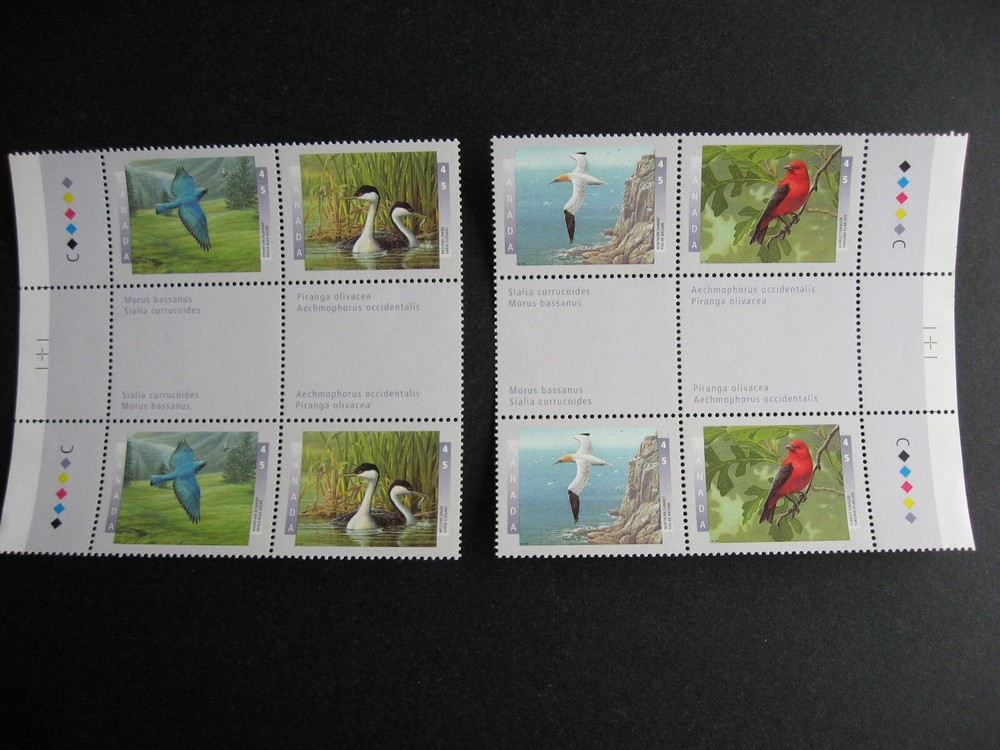 Canada birds MNH gutter blocks ex uncut press sheet Sc 1631-4