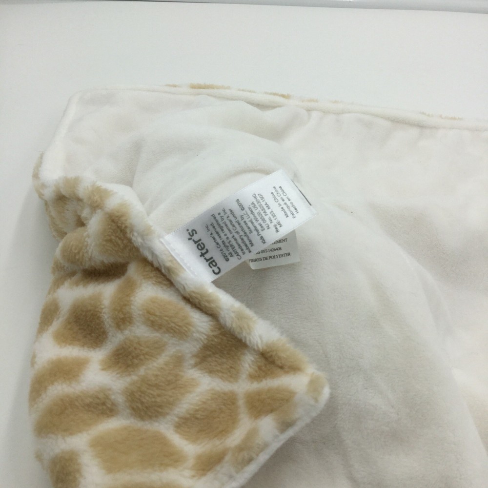 Carters Tan White Spots Giraffe Baby Security Blanket Lovey Pacifier Holder