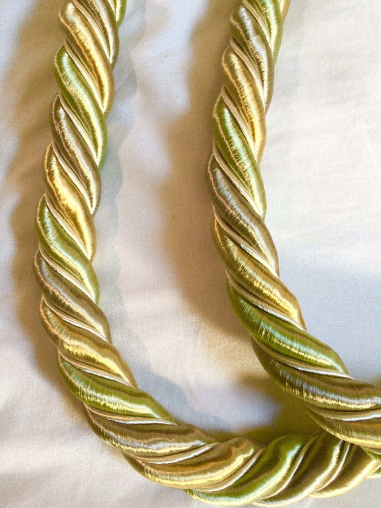 2 Curtain Large Rope Tie Backs 37” 2 Tone Golds￼