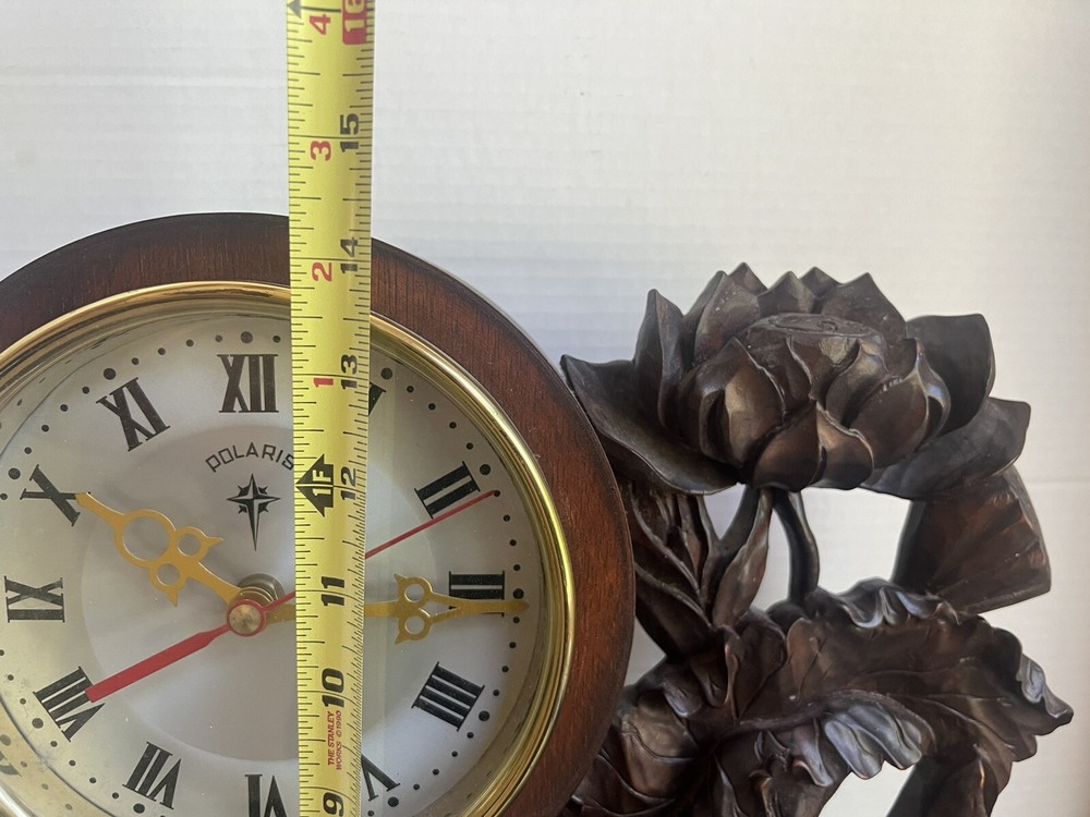 Rare Vintage Carved Battery Mantle Clock