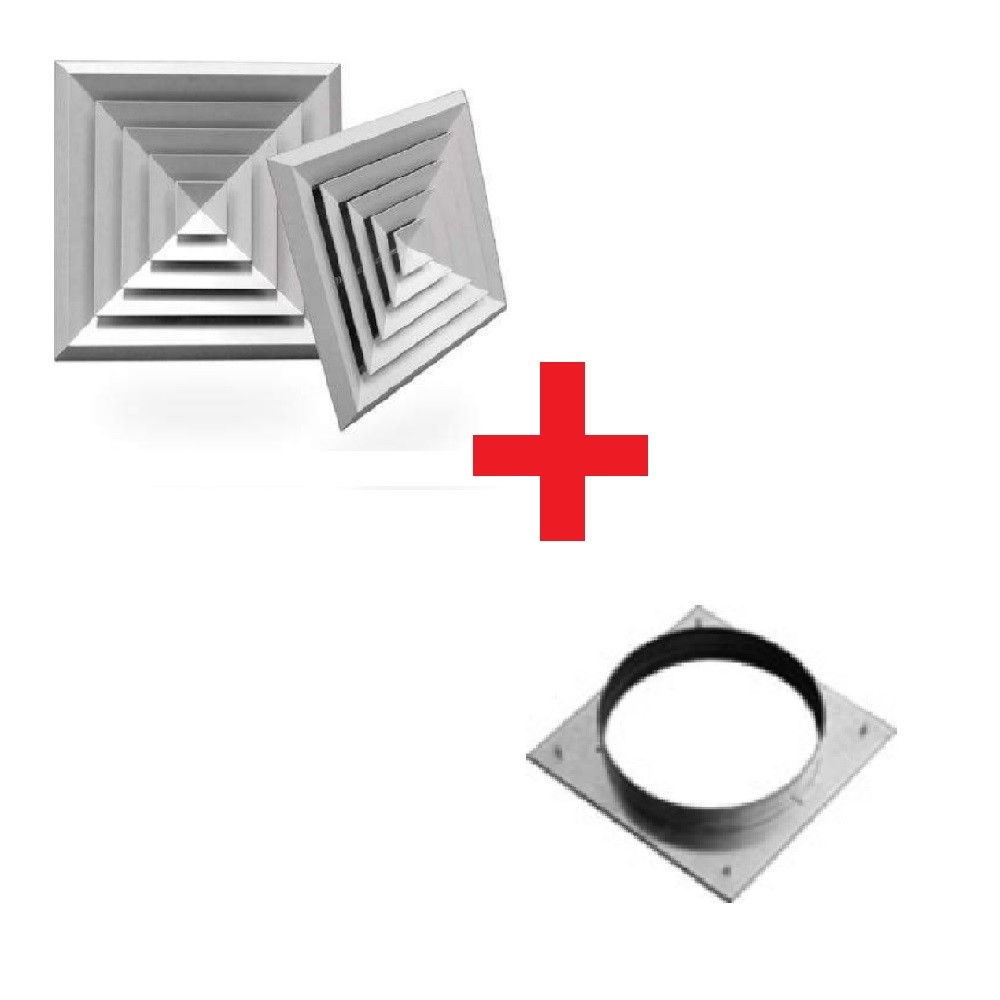 DUCT SQUARE CELILING AIR DIFFUSER/ ALUMINUM WITH ADAPTER   Mode:BD4 225x225mm
