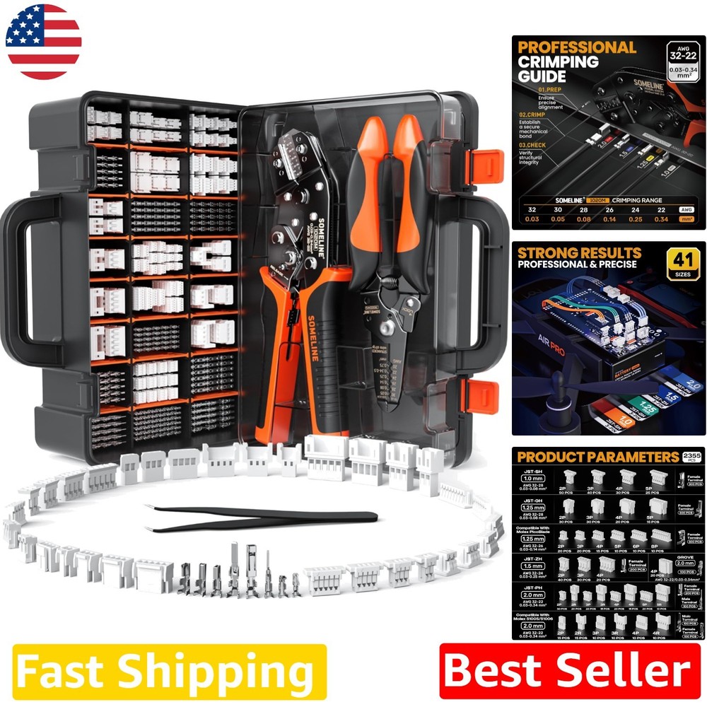 Micro Connector Crimping Tool Kit 41 Types JST PH Molex 32-22 AWG