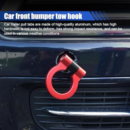 Car Front Bumper Tow Hook, Trailer Grappling Hook with Screw-in Design, Red