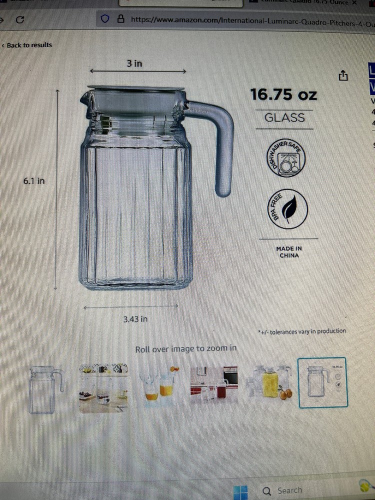 Quadro 16.75-Ounce Jug/Pitcher with White Lid