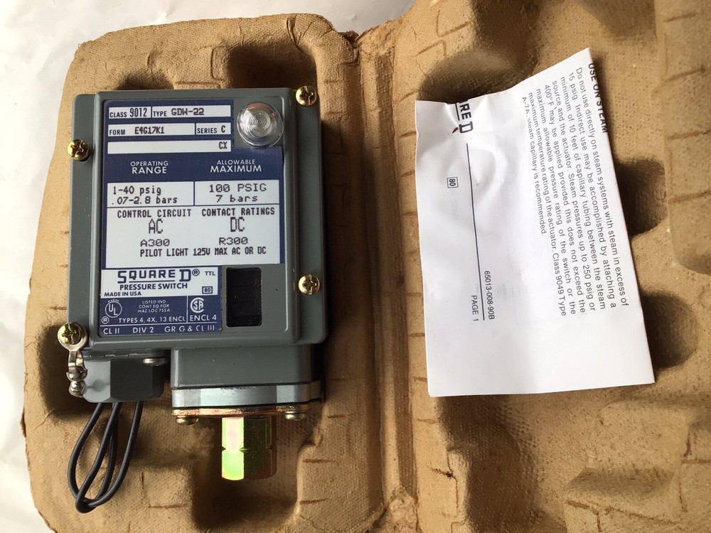 Square D Pressure Switch 9012 GDW-22