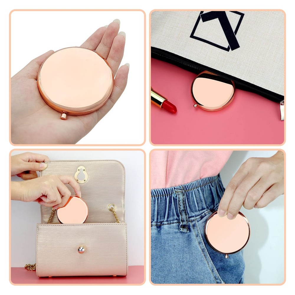 Compact Makeup Mirror - Rose Gold, 2.6 Inch, Double-Sided, Magnifying, Tablet...