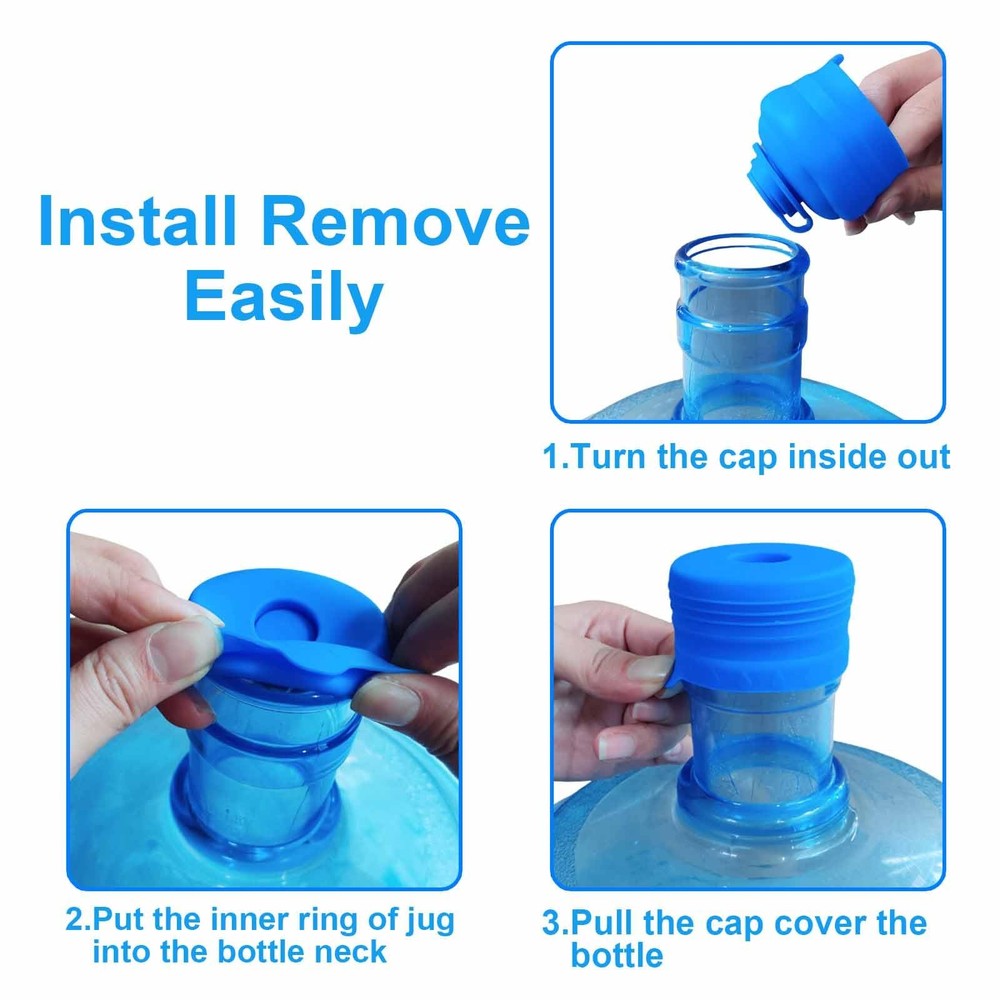 3 Pack Reusable 3 & 5 Gallon Water Jug Cap, Upgrade Silicone Reusable Replace...
