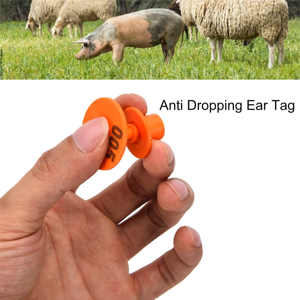 (Orange)Cattle Numbered Ear Tag Convenient Identification Dog Marker Label With