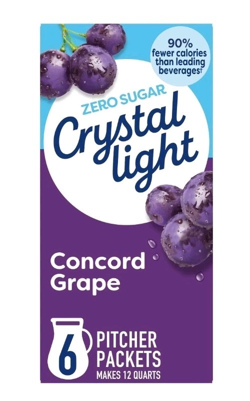Four New Crystal Light 6 Count Pitcher Packets Packs, Concord Grape, Exp. 12/27