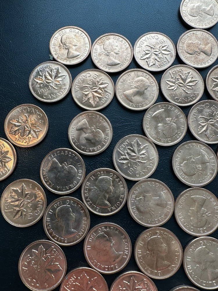 1964 BU CANADA PENNY CENT ROLL ... 50 COINS