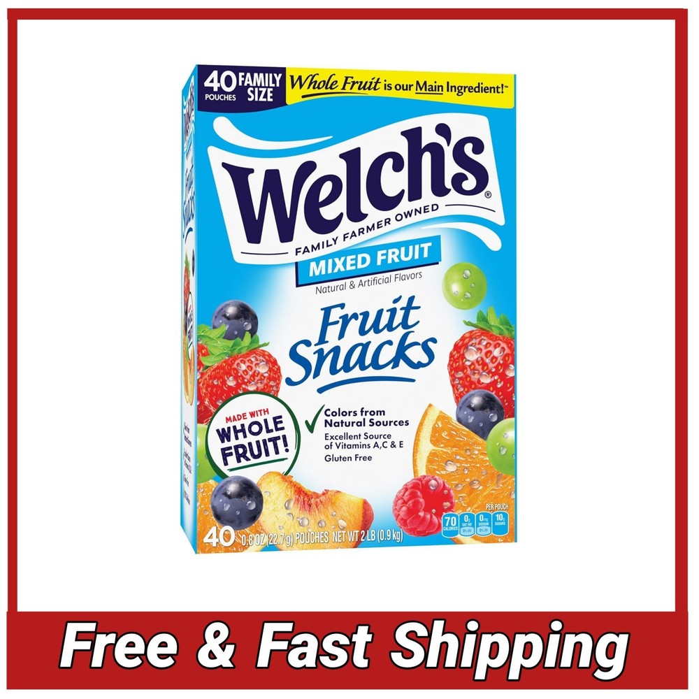 Welch's Fruit Snacks, Mixed Fruit, Bulk Pack, Individual Single Serve Bags, 0.8