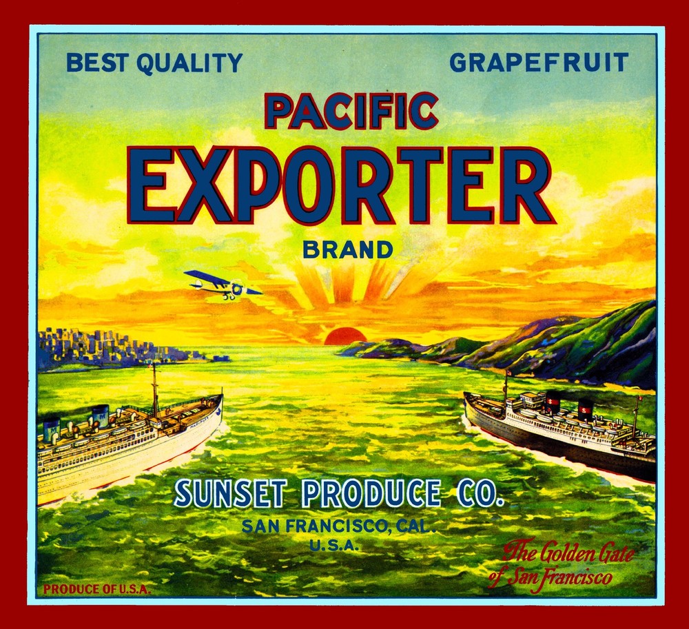 San Francisco Pacific Exporter Grapefruit Citrus Fruit Crate Label Art Print