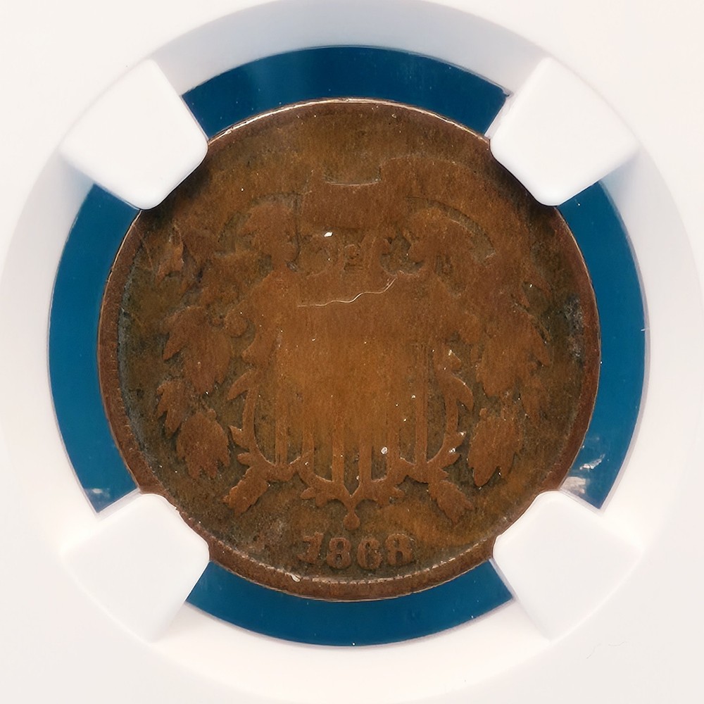 1868 Union Shield 2c NGC VG Details - Environmental Damage