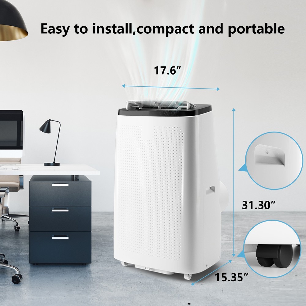 Powerful 14000 BTU Portable Air Conditioner Quiet Energy-Efficient 24H Timer