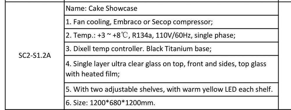 Multilevel refrigerated display case. Dessert, pastry, bakery display.