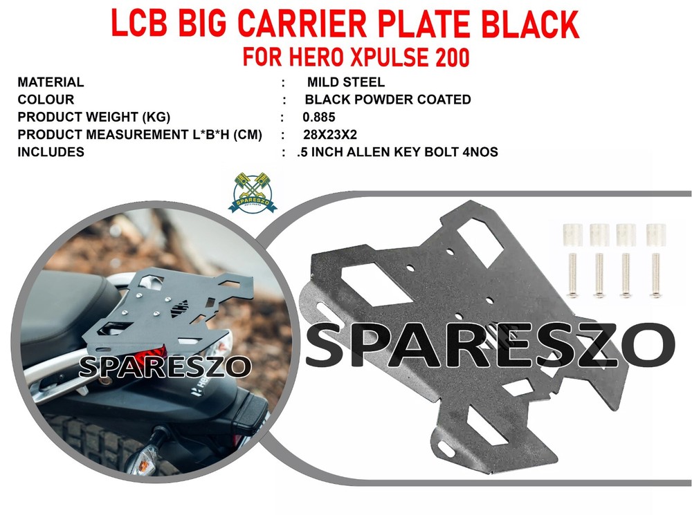 "LCB BIG CARRIER PLATE, BLACK" FIT FOR HERO XPULSE 200