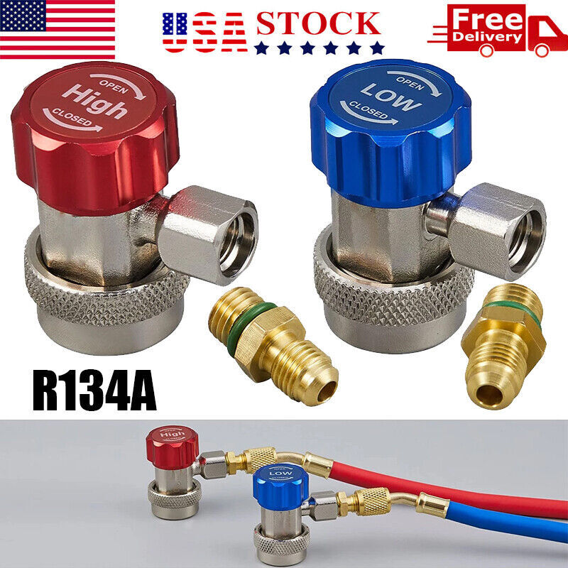 R134a Quick Coupler Adapter Adjustable High/Low Side Car AC HVAC Conversion Kit