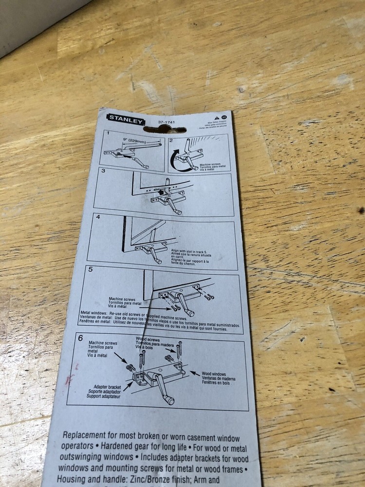 CASEMENT WINDOW OPERATOR, LEFT HAND OPERATION, STANLEY CD1741, 37-1741