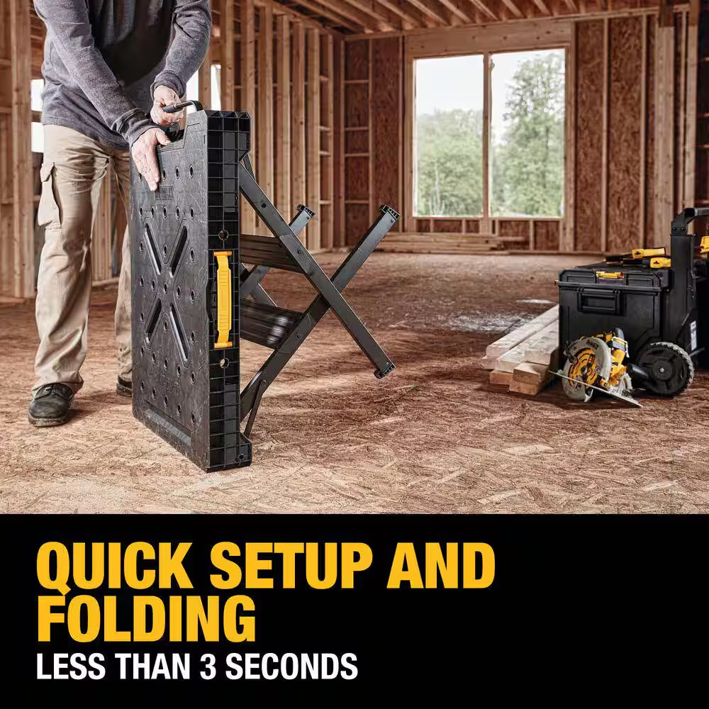 DEWALT Express 33 in. H Plastic Folding Portable Sawhorse Workbench