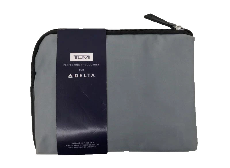 TUMI Amenity Travel Toiletry Bag Case Kit Delta First Class Gray