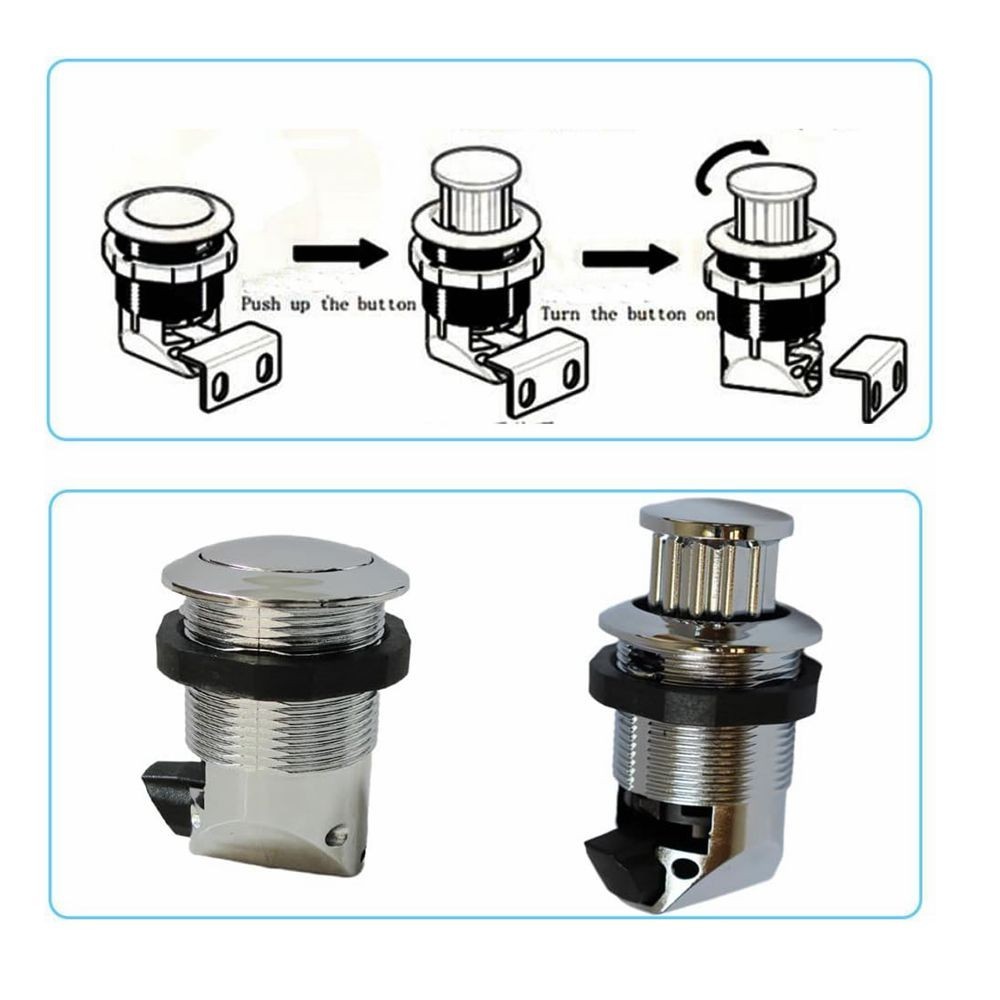 2x Push Button Latch for Perpendicular Door Configurations Knob Store Flush C715