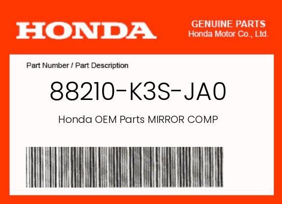 Honda Genuine Mirror Comp - 88210-K3S-Ja0