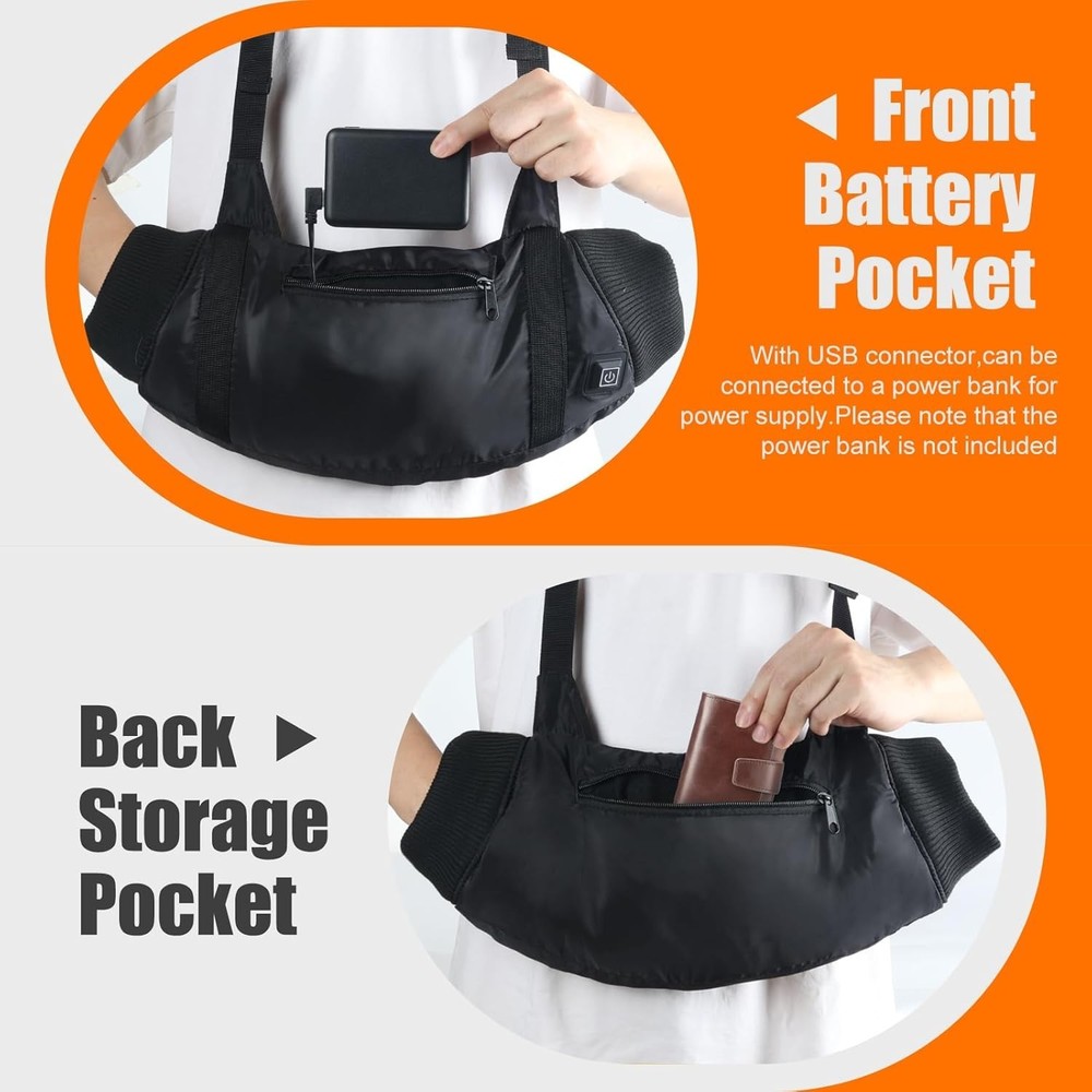 Electric Heated Hand Muff with 3-Level Heat Setting, Adjustable Strap,2 Pocket